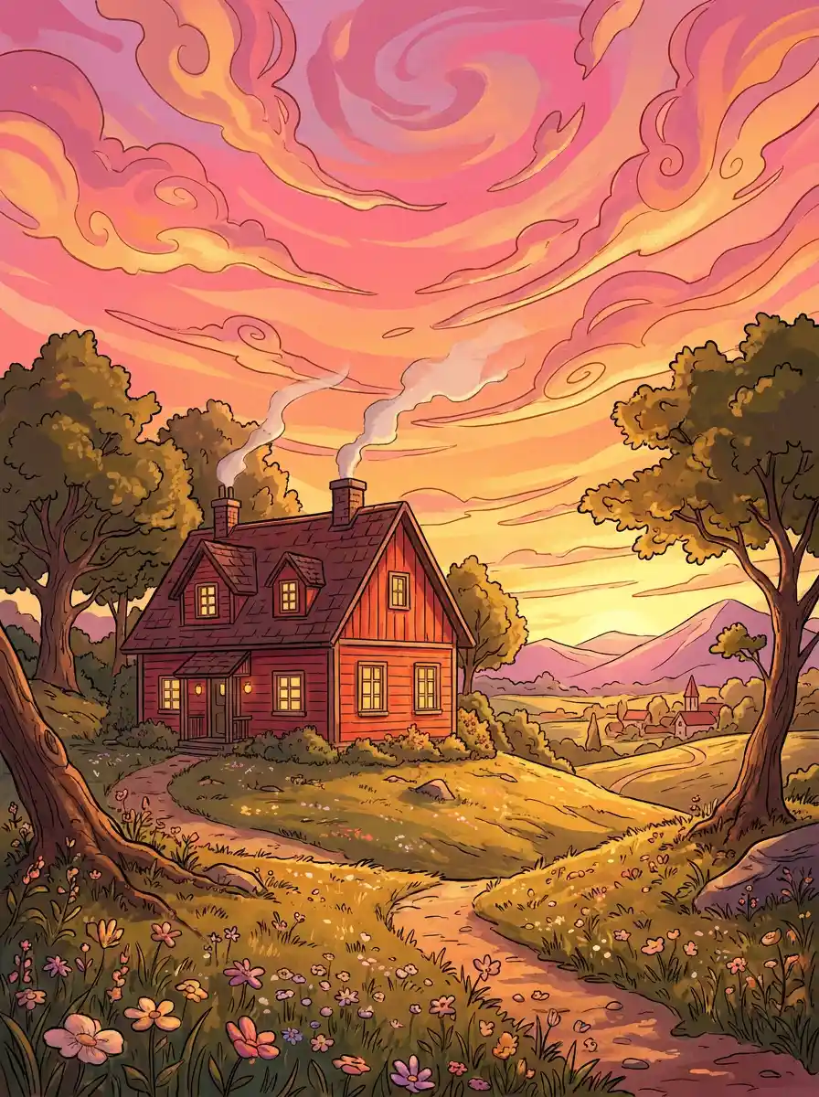 Painted artistic cityscape